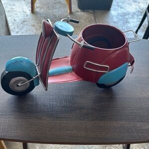 Home Decor Scooter Toy Planter - Red and Blue